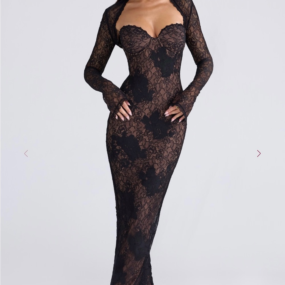 House of CB Lucienne Black Lace Maxi Dress